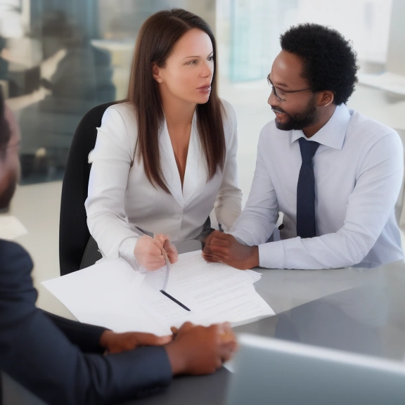 Professional confidently negotiating salary in a South African office meeting